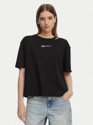 Karl Lagerfeld Jeans T-Shirt B2W17077 Czarny Regular Fit. Czarne t-shirty Karl Lagerfeld Jeans, m, bez wzorów, z bawełny, bez kołnierzyka, bez ramiączek. Za 290.99 zł.