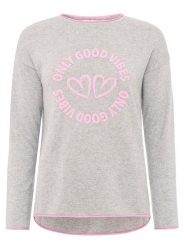 Zwillingsherz Sweter "Only good Vibes" w kolorze szarym rozmiar: M. Szare swetry Zwillingsherz, m, bez wzorów, z kaszmiru, bez ramiączek. Za 211.81 zł.