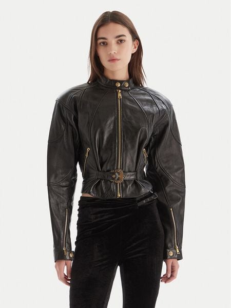 Versace Jeans Couture Kurtka skórzana 79HAVP03 CP021 Czarny Regular Fit. Czarne kurtki Versace Jeans Couture, bez wzorów, z jeansu, bez kaptura. Za 2,999.00 zł.