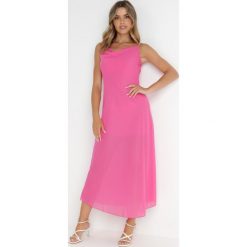 Fuksjowa Sukienka Philice. Czerwone sukienki Born2be, s, z aplikacjami, z tkaniny, glamour, bez kołnierzyka, bez ramiączek, maxi. Za 159.99 zł.