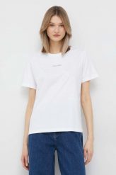 Calvin Klein t-shirt bawełniany kolor biały. Białe t-shirty Calvin Klein, bez wzorów, z bawełny, bez kołnierzyka, bez ramiączek. Za 229.99 zł.