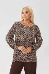 Wiskozowa bluzka Amira Mosaic z geometrycznym wzorem i wiązaniem na plecach PLUS SIZE XXL OVERSIZE JESIEŃ. Bluzki Moda Size Plus Iwanek, plus size, bez wzorów, z tkaniny, biznesowe, bez kołnierzyka, plus size, bez ramiączek. Za 199.90 zł.