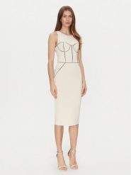 Elisabetta Franchi Sukienka koktajlowa AB-724-51E2-V440 Écru Slim Fit. Sukienki Elisabetta Franchi, bez wzorów, z syntetyku, wizytowe, bez kołnierzyka, bez ramiączek. Za 1,799.00 zł.