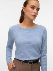 Vero Moda Sweter w kolorze błękitnym rozmiar: XS. Niebieskie swetry Vero Moda, xs, bez wzorów, z bawełny, bez ramiączek. Za 82.99 zł.