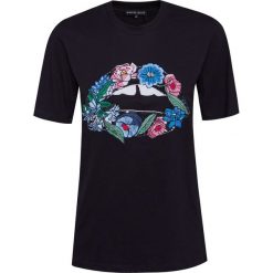 T-shirt MARKUS LUPFER EMBROIDERED FLOWER LIP Print|Czarny. T-shirty marki Markus Lupfer. W wyprzedaży za 500.00 zł.