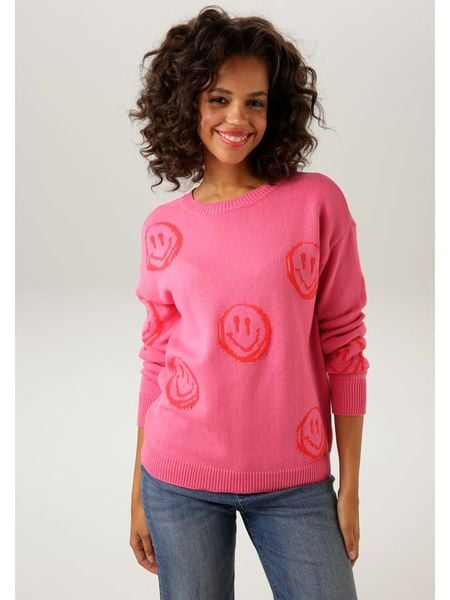Aniston Sweter w kolorze różowym rozmiar: 38. Różowe swetry Aniston, bez wzorów, z bawełny, bez ramiączek. Za 42.95 zł.