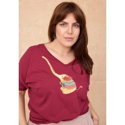 T-Shirt Damski Elefan Plus Size Rododendron. Białe t-shirty blue shadow, plus size, z aplikacjami, z bawełny, bez kołnierzyka, bez ramiączek. W wyprzedaży za 84.95 zł.
