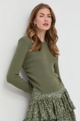 Guess sweter damski kolor zielony lekki. Zielone swetry Guess, l, z aplikacjami, z włókna, bez ramiączek. W wyprzedaży za 257.99 zł.