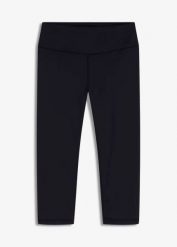 Lekkie legginsy sportowe 3/4 z wygodnym paskiem. Czarne legginsy bonprix, bez wzorów, ze skóry, sportowe. Za 79.99 zł.