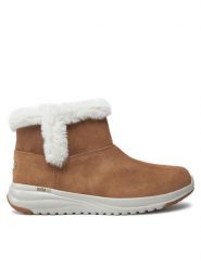 Skechers Botki On-the-GO Stellar 144775 Brązowy. Brązowe botki Skechers, bez wzorów, ze skóry, bez obcasa, na płaskiej podeszwie, bez zapięcia. Za 277.59 zł.