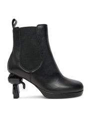 KARL LAGERFELD Botki KL39044 Czarny. Czarne botki KARL LAGERFELD, bez wzorów, ze skóry, bez obcasa, na słupku, bez zapięcia. Za 499.99 zł.