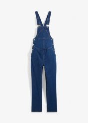 Dżinsy ciążowe ogrodniczki z regulowanym obwodem na wys. brzucha, Straight Leg. Niebieskie jeansy bonprix, bez wzorów, z denimu. Za 219.99 zł.