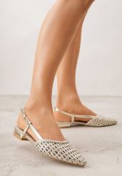 Złote Sandały z Plecioną Cholewką Triscan. Żółte sandały Renee, bez wzorów, bez obcasa, na płaskiej podeszwie, bez zapięcia. Za 129.99 zł.