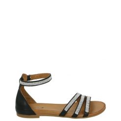 SANDAŁY DAMSKIE 030020063 BLACK. Czarne sandały Venezia, bez wzorów, ze skóry, bez obcasa, bez zapięcia. Za 149.00 zł.