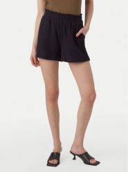 Vero Moda Szorty materiałowe Natali 10279687 Czarny Baggy Fit. Czarne szorty Vero Moda, bez wzorów, z bawełny. Za 89.99 zł.