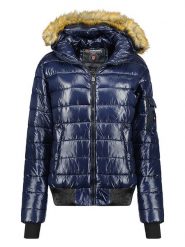 Geographical Norway Kurtka zimowa "Bassima" w kolorze granatowym rozmiar: XL. Niebieskie kurtki Geographical Norway, na zimę, xl, bez wzorów, z puchu, bez kaptura. Za 120.93 zł.