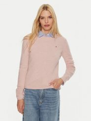 Tommy Hilfiger Sweter WW0WW44161 Różowy Regular Fit. Czerwone swetry Tommy Hilfiger, xxl, bez wzorów, z wełny, bez ramiączek. Za 289.99 zł.