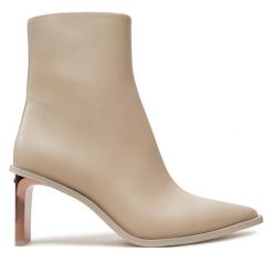 Botki Calvin Klein. Brązowe botki Calvin Klein, bez wzorów, bez obcasa, na słupku, bez zapięcia. Za 999.99 zł.