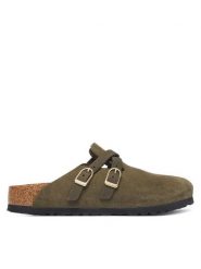Birkenstock Klapki Blair D-Buckle 1033158 Zielony ciemny. Zielone klapki Birkenstock, bez wzorów, ze skóry, bez obcasa, bez zapięcia. Za 749.99 zł.