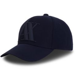 Czapka z daszkiem Armani Exchange. Niebieskie czapki z daszkiem Armani Exchange, bez wzorów. Za 189.99 zł.