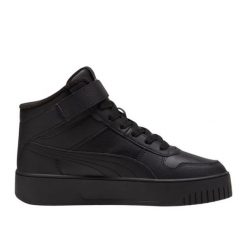 Buty Puma Carina Street Mid Wtr 398050 01 czarne. Czarne buty treningowe bez wzorów, z gumy, bez zapięcia. Za 426.42 zł.