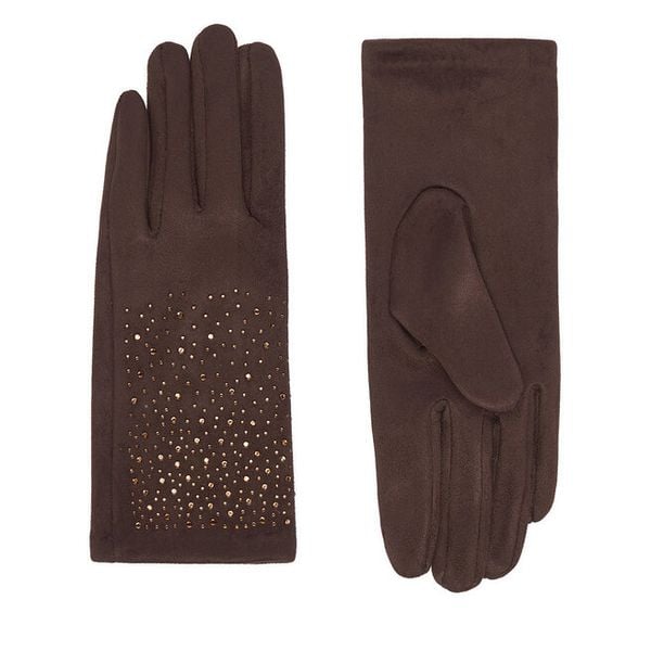 Rękawiczki Nine West. Brązowe rękawiczki Nine West, bez wzorów, z dzianiny. Za 39.99 zł.