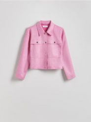 Kurtka z kołnierzem - fioletowy. Fioletowe kurtki Reserved, l, bez wzorów, z tkaniny, bez kaptura. Za 159.99 zł.