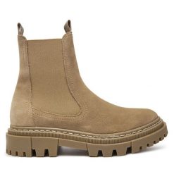 Sztyblety Tamaris. Brązowe botki Tamaris, bez wzorów, bez obcasa, na płaskiej podeszwie, bez zapięcia. Za 259.99 zł.