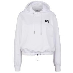 Fila Burdur Cropped Hoody, damska bluza. Białe bluzy Fila, na zimę, bez wzorów, z bawełny, bez ramiączek, bez kaptura. Za 159.99 zł.