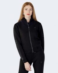 Bluza Kobieta GUESS ACTIVE NEW ALLIE SCUBA ZIP. Czarne bluzy Guess Active, xs, z aplikacjami, z lycry, sportowe, bez ramiączek, z kapturem. Za 366.70 zł.