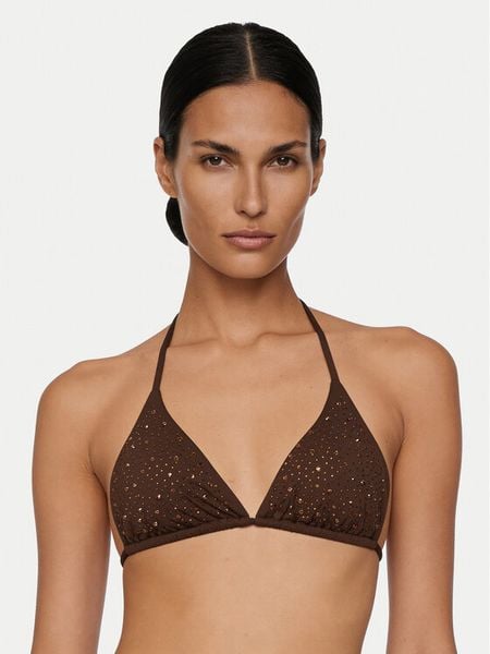 Guess Góra od bikini E6GJ34 MC040 Brązowy. Brązowe bikini Guess, z aplikacjami, z syntetyku. Za 254.99 zł.