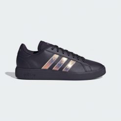 Buty Grand Court Base 2.0. Czarne buty treningowe adidas, bez wzorów, z gumy, bez zapięcia. Za 239.00 zł.