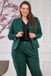 Żakiet wygodny elegancki na podszewce MELA butelkowa zieleń. Zielone marynarki i żakiety KARKO, plus size, bez wzorów, z elastanu, eleganckie, bez ramiączek. Za 259.50 zł.