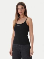 Tommy Jeans Top DW0DW22278 Czarny Slim Fit. Czarne topy Tommy Jeans, xl, bez wzorów, z bawełny, bez kołnierzyka, bez ramiączek. Za 149.99 zł.