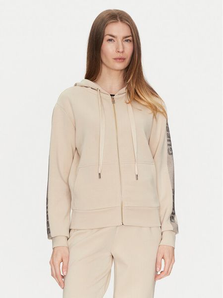Guess Bluza W5RQ03 KBYE2 Beżowy Regular Fit. Brązowe bluzy Guess, s, z aplikacjami, z syntetyku, bez kaptura. Za 259.99 zł.