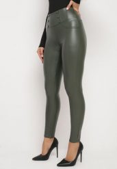 Ciemnozielone Legginsy z Ekoskóry Ocieplane z Efektem Push-Up Labrisa. Zielone legginsy Born2be, bez wzorów, z jeansu, eleganckie. W wyprzedaży za 21.24 zł.