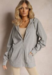 Szara Rozpinana Bluza z Kapturem Wykończona Polarem i Ściągaczem Bachetta. Szare bluzy Renee, l, bez wzorów, z polaru, eleganckie, bez ramiączek, z kapturem. W wyprzedaży za 75.99 zł.