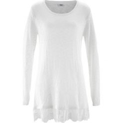 Sweter z koronką, długi rękaw bonprix biel wełny. Białe swetry bonprix, w koronkowe wzory, z koronki, z długim rękawem. Za 59.99 zł.