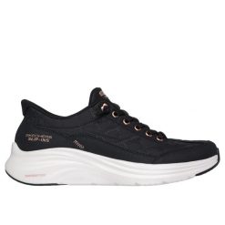 Sneakersy damscy Skechers Contour Foam golden hour. Czarne buty sportowe lifestyle Skechers, bez wzorów, z syntetyku, sportowe, bez zapięcia. Za 369.99 zł.