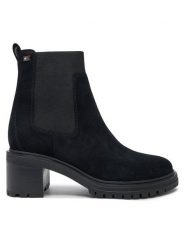 Tommy Hilfiger Sztyblety FW0FW08429 Czarny. Czarne botki Tommy Hilfiger, bez wzorów, ze skóry, bez obcasa, na słupku, bez zapięcia. Za 339.99 zł.