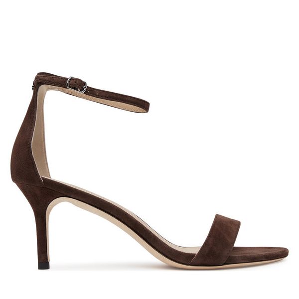 Sandały LAUREN RALPH LAUREN. Brązowe sandały Lauren Ralph Lauren, bez wzorów, bez obcasa, na szpilce, bez zapięcia. Za 499.99 zł.