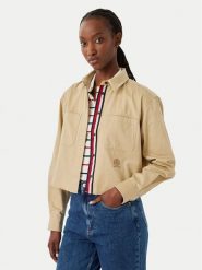 Tommy Jeans Koszula DW0DW22942 Beżowy Cropped Fit. Brązowe koszule Tommy Jeans, xs, bez wzorów, z bawełny, bez kołnierzyka, bez ramiączek. Za 449.99 zł.