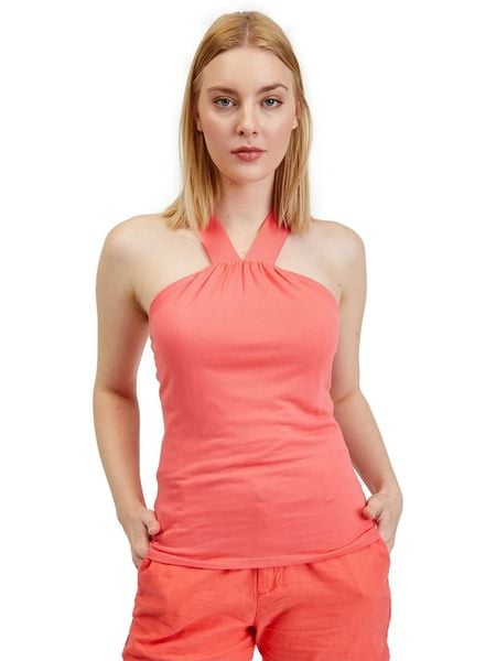 Orsay Top w kolorze koralowym rozmiar: XS. Czerwone topy Orsay, xs, bez wzorów, z wiskozy, bez kołnierzyka, bez ramiączek. Za 32.95 zł.