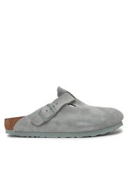 Birkenstock Klapki Boston zamsz 1029214 Szary. Szare klapki Birkenstock, bez wzorów, ze skóry, bez obcasa, bez zapięcia. Za 459.99 zł.