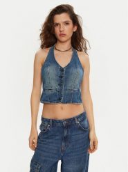 One Teaspoon Top 26601 Niebieski Slim Fit. Niebieskie topy One Teaspoon, xxs, bez wzorów, z bawełny, bez kołnierzyka, bez ramiączek. Za 339.99 zł.