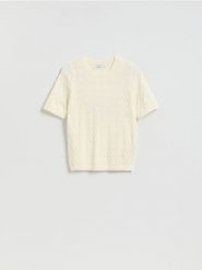 Strukturalny sweter z wiskozą - złamana biel. Swetry Reserved, l, bez wzorów, z dzianiny, bez ramiączek. Za 79.99 zł.