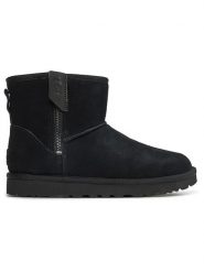 UGG Botki "Classic Mini Bailey Zip" w kolorze czarnym z wełny jagnięcej rozmiar: 36. Czarne botki UGG, bez wzorów, z materiału, bez obcasa, bez zapięcia. Za 712.84 zł.