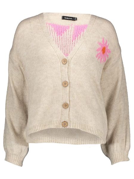 Sublevel Kardigan w kolorze beżowym rozmiar: M/L. Brązowe swetry Sublevel, l, bez wzorów, ze splotem, bez ramiączek. Za 109.52 zł.