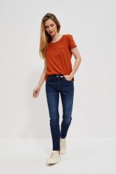 Jeansy rurki szafirowe. Niebieskie jeansy MOODO, xs, bez wzorów, z bawełny, długie. W wyprzedaży za 44.99 zł.