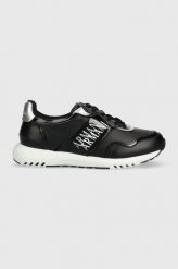 Armani Exchange sneakersy kolor czarny. Czarne buty sportowe lifestyle Armani Exchange, bez wzorów, z gumy, sportowe, bez zapięcia. W wyprzedaży za 599.99 zł.